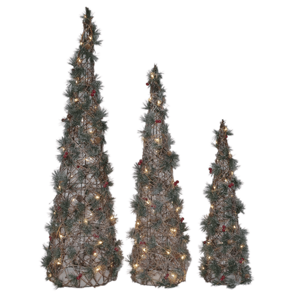 Seasonal LLC LED Greenery Cone Trees - Set of 3