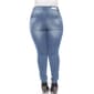 Plus Size White Mark Paint Effect Light Blue Denim Jeans - image 2