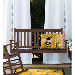 Evergreen Slatted Wood Porch Swing