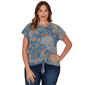 Plus Size Skyes the Limit Key Items Cap Sleeve Floral Blouse - image 1