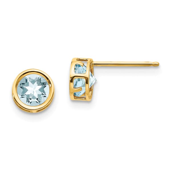 Gemstone Classics&#40;tm&#41; Yellow Gold 5mm. March Stud Earrings - image 