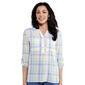 Womens Hasting & Smith 3/4 Sleeve 3 Button Plaid Henley - image 1