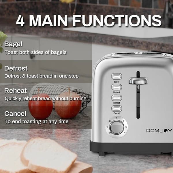 Ramjoy 2-Slice Stainless Steel Toaster