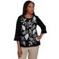 Petite Alfred Dunner Travel Advisory Leaf Embroidery Blouse - image 1