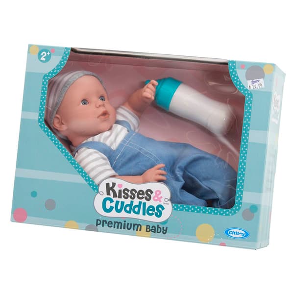 14in. Boy Soft Baby Doll with Bottle - image 