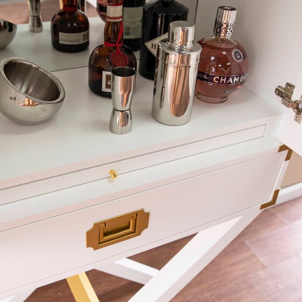 Southern Enterprises Campaign Tall Bar Cabinet w/ Storage