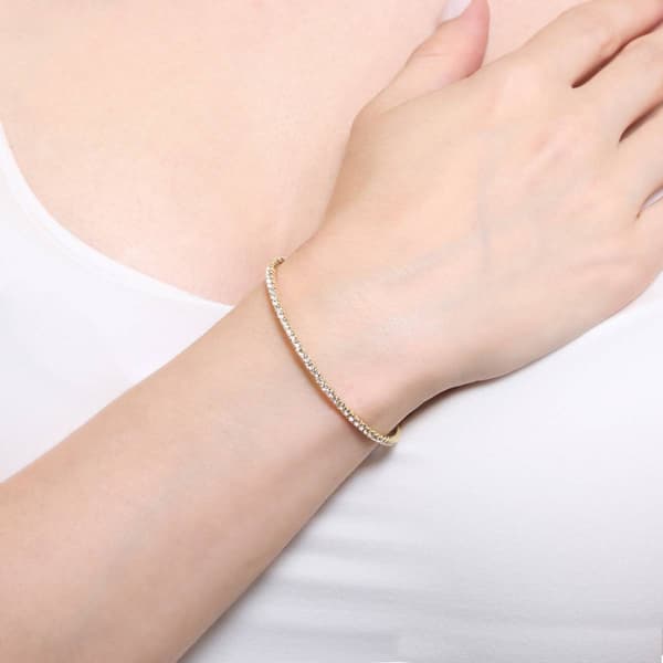 Athra 14kt. Gold over Brass & Clear Crystal Coil Bracelet