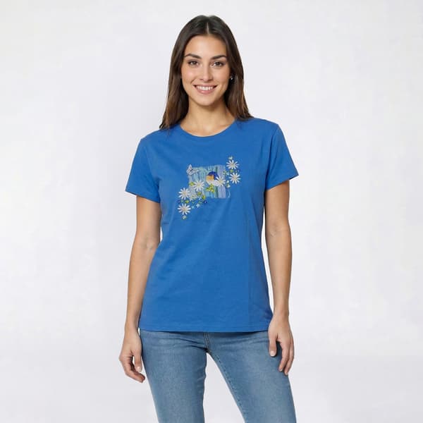 Womens Top Stitch By Morning Sun Bluebird Wash Tee - image 