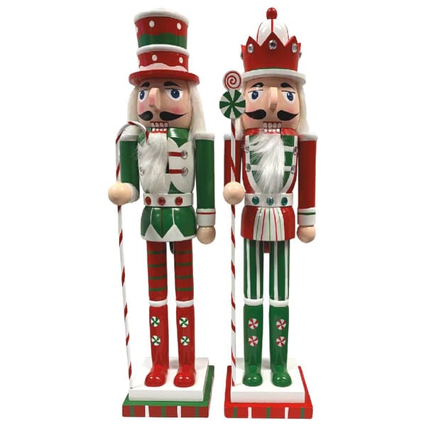 Santa''s Workshop 14in. Peppermint Nutcrackers - Set of 2 - image 