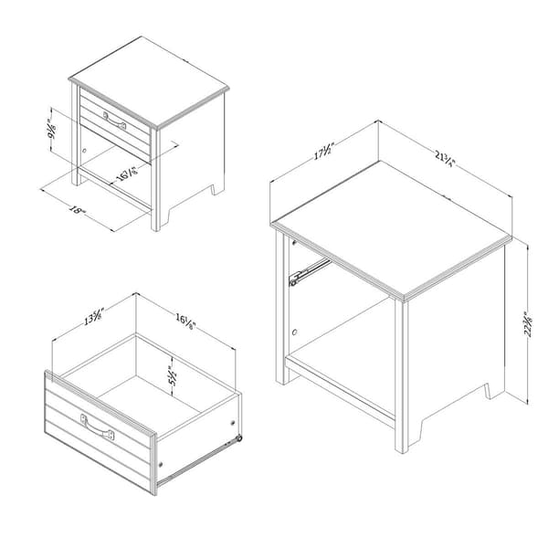 South Shore Ulysses Winter Oak 1-Drawer Nightstand