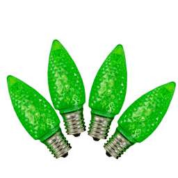 Sienna Green LED Faceted C9 Christmas Bulbs - Pack of 4
