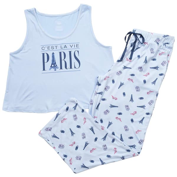 Juniors Derek Heart C''est La Vie Paris & Off To Paris Pajama Set