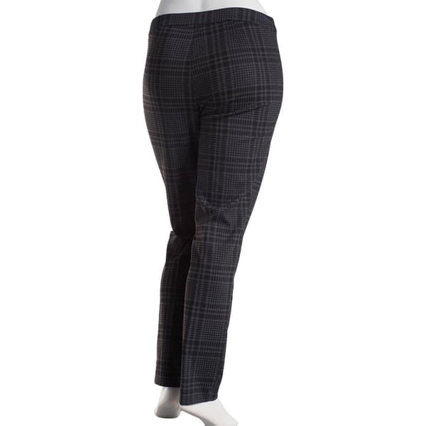 Petite Briggs Plaid Ponte Pull On Pants - Grey