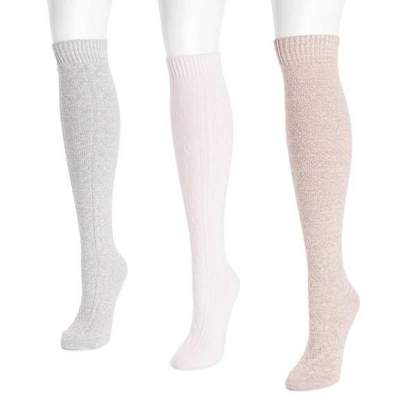 Womens Muk Luks(R) 3pk. Neutrals Knee High Socks - image 
