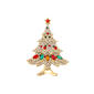 Gold-Tone Christmas Tree Pin with Multi Color Stones - image 1