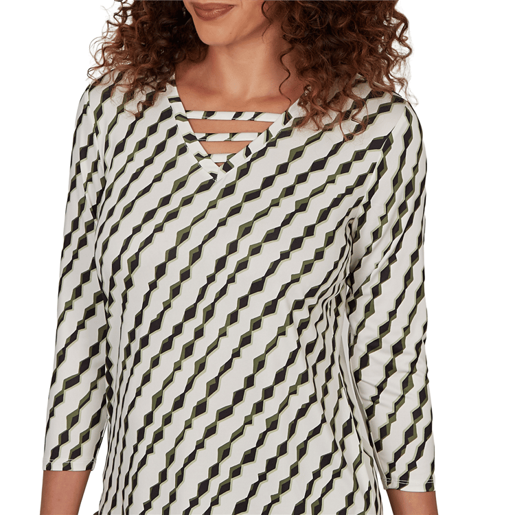 Womens Emaline Key Items 3/4 Sleeve Abstract Stripe Blouse
