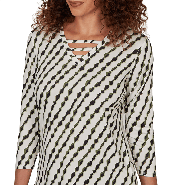 Womens Emaline Key Items 3/4 Sleeve Abstract Stripe Blouse