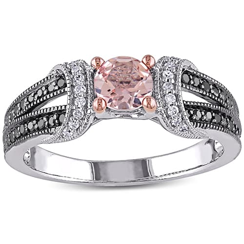 Gemstone Classics™ Black & White Diamonds & Morganite Ring