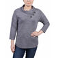 Womens NY Collection 3/4 Sleeve Cowl Neck Top with Buttons - image 1