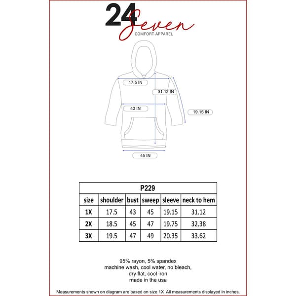 Plus Size 24/7 Comfort Apparel Trendy Oversized Fashion Hoodie