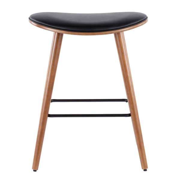 LumiSource Saddle Mid-Century Modern Counter Stools - Set of 2
