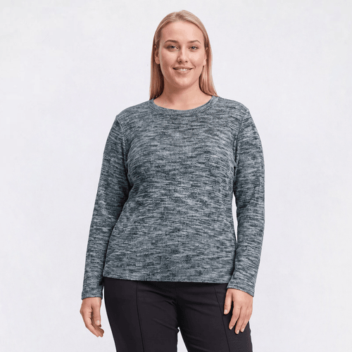 Plus Size Hasting & Smith Long Sleeve Space Dye Hacci Sweater