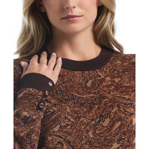 Womens Rafaella® Long Sleeve Button Detail Paisley Sweater