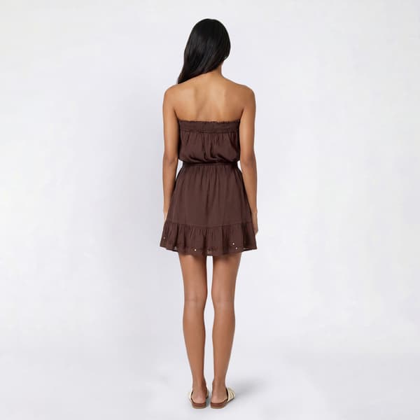 Juniors No Comment Strapless Tie Waist Gauze Dress w/ Sequin