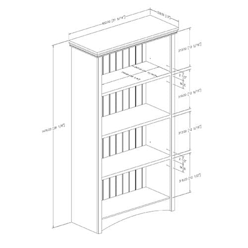 South Shore Gascony 4-Shelf Bookcase - White
