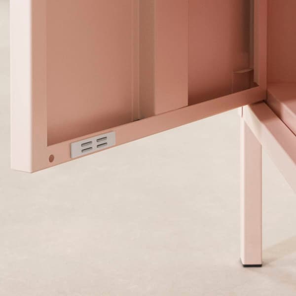 South Shore Crea Pale Pink Metal 1-Door End Table