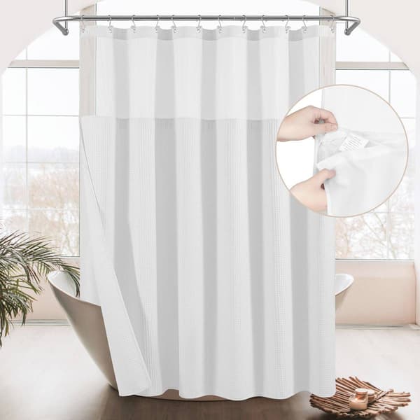 Awesome Home Cotton Blend Waffle Snap-In Liner Shower Curtain