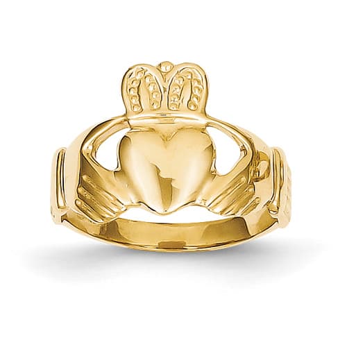 Gold Classics&#40;tm&#41; Wide Tapered 14kt. Gold Claddagh Ring - image 