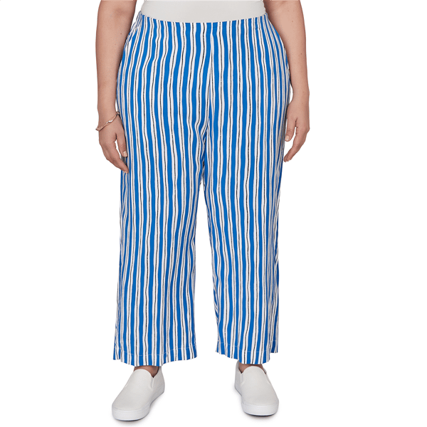 Plus Size Emaline Sapphire Serenade I Stripe Wide Leg Crop Pants