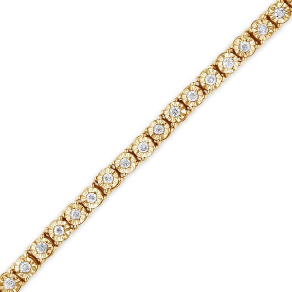 Haus of Brilliance Yellow Gold over Silver Diamond Bracelet