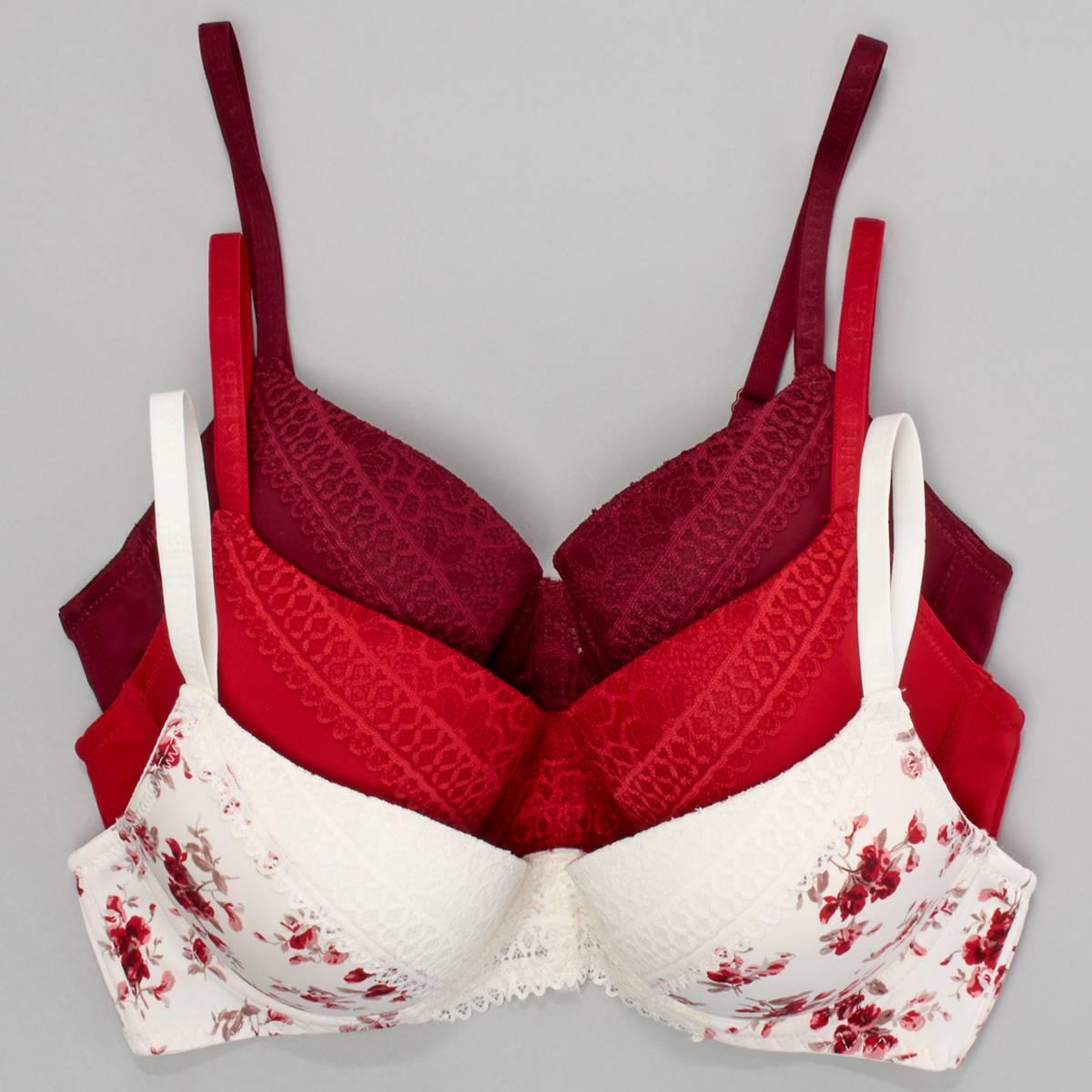 Open Video Modal for Womens Laura Ashley 3pk Nylon Lace Push Up Bras - LS6336-3PKS