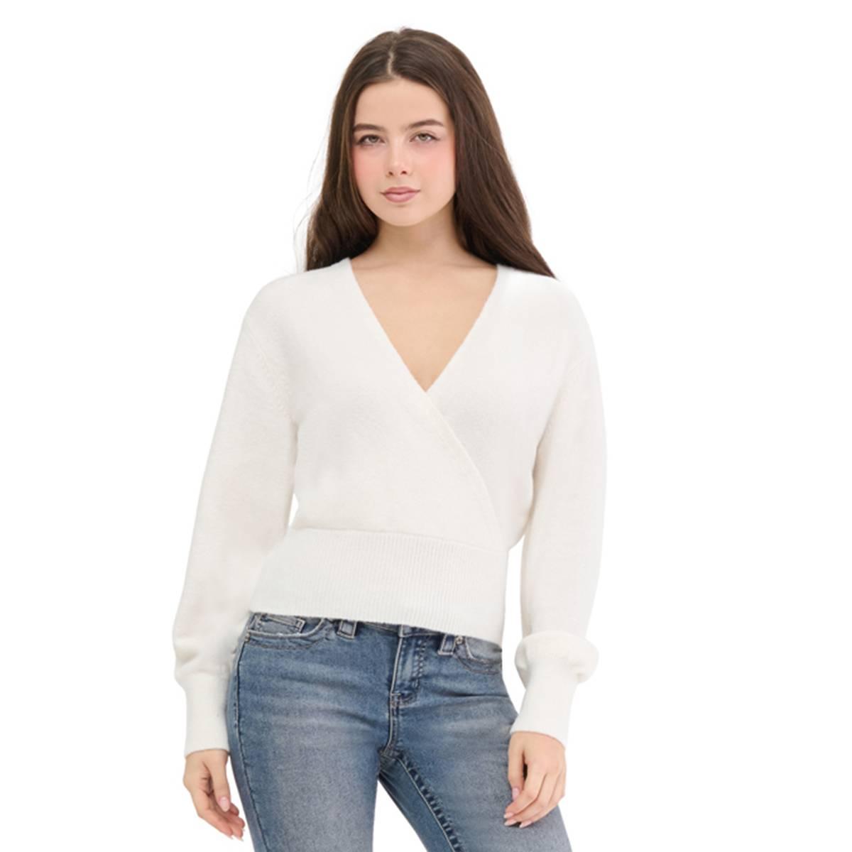 Juniors Madden Girl Surplice Neck Wrap Sweater