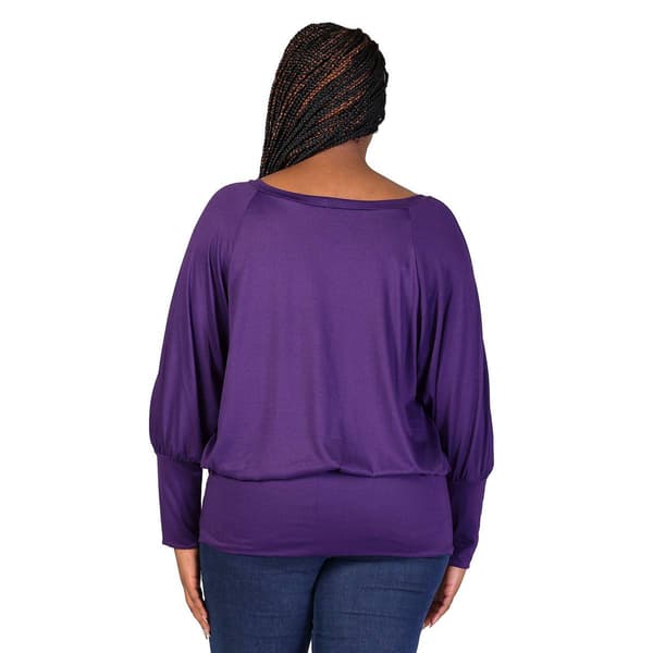 Plus Size 24/7 Comfort Apparel Solid Long Blouson Sleeve Top