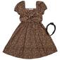 Girls &#40;7-12&#41; Emma & Elsa Rib Knit Tie Front Cheetah Dress - Sand - image 1