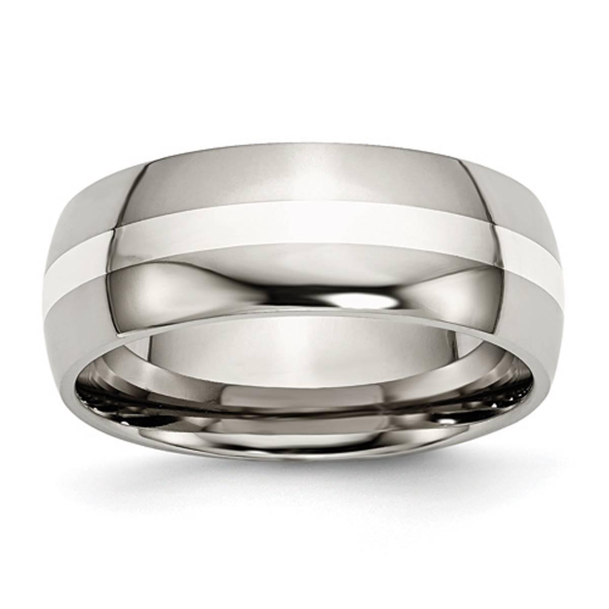 Mens Endless Affection(tm) Titanium 8mm Sterling Silver Inlay Band
