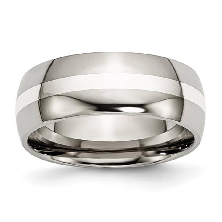 Mens Endless Affection(tm) Titanium 8mm Sterling Silver Inlay Band