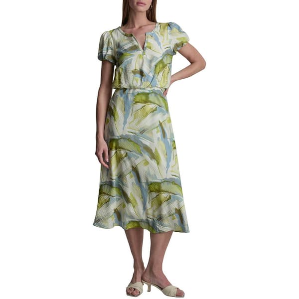 Womens DKNY Short Sleeve Watercolor Blouson Dress