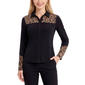 Womens NY Collection Long Sleeve Leopard Trim Velvet Collared - image 1
