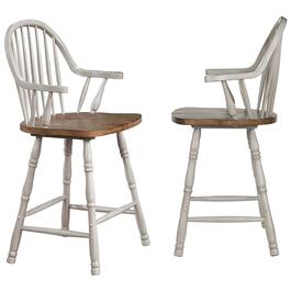 Besthom Country Grove Distressed High Back Bar Stools - Set of 2