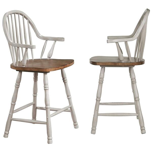 Besthom Country Grove Distressed High Back Bar Stools - Set of 2 - image 