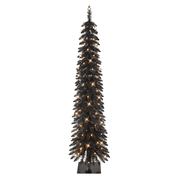Puleo International Pre-Lit Black Alpine Pencil Christmas Tree - image 