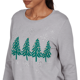 Womens Ruby Rd. Happy Holidays Embellished Trees Sweater