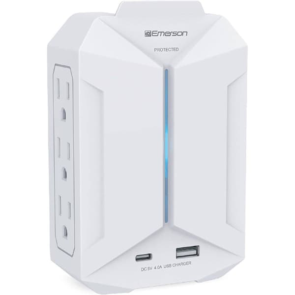 Emerson 6 Outlet USB Wall Plug