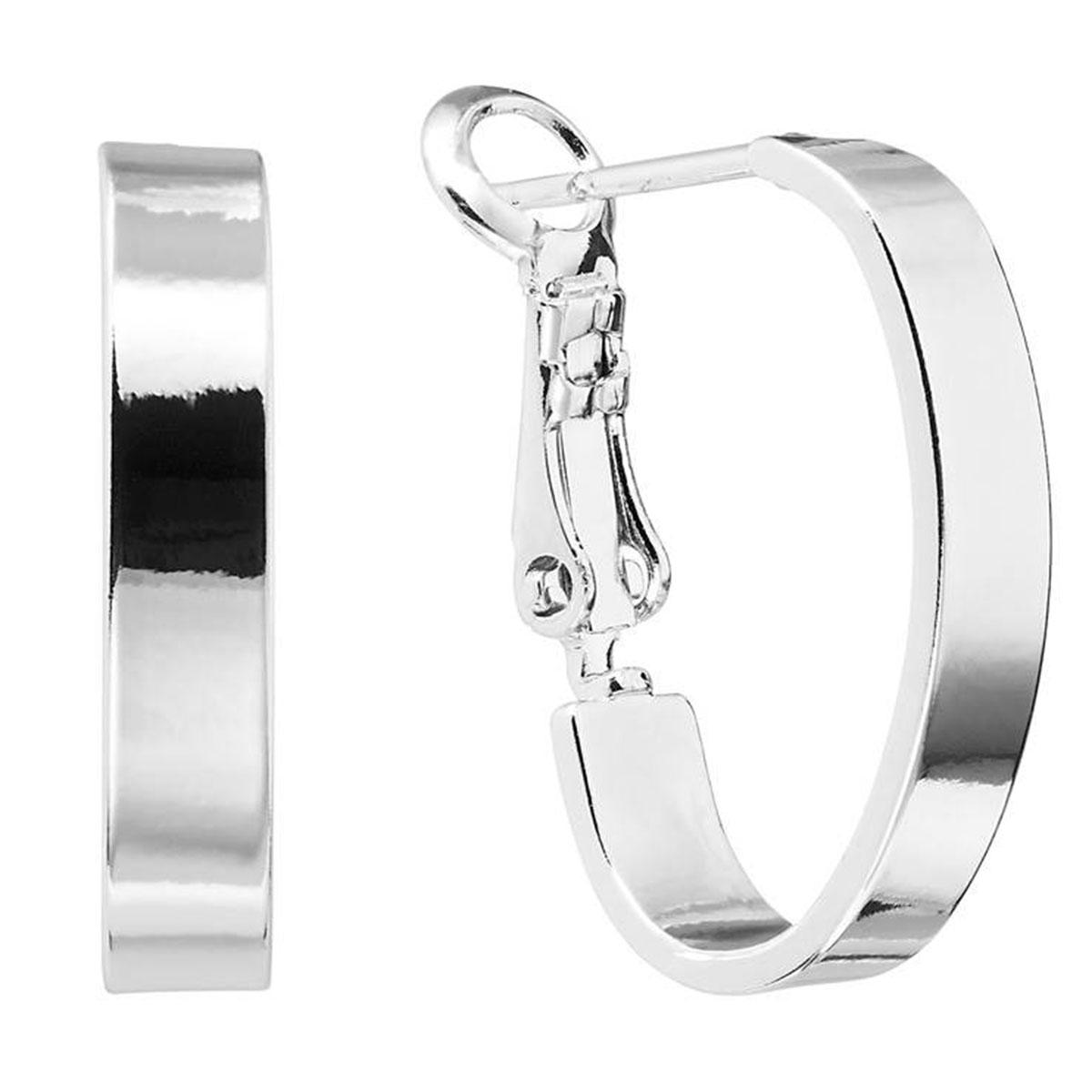 Athra Fine Silver Plated 20mm Clutchless Hoop Earrings