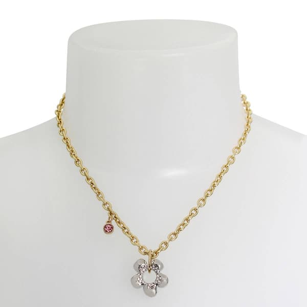 Steve Madden 2-Tone Puffy Flower Pendant Necklace