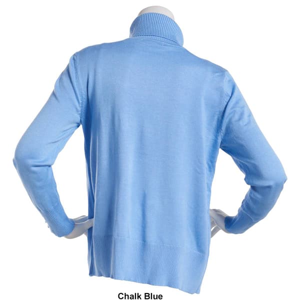 Plus Size Retrology Long Button Sleeve Turtleneck Sweater